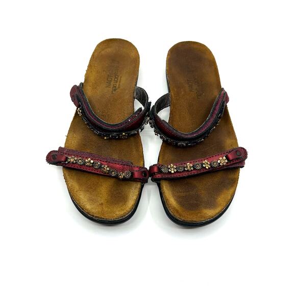 Naot Red Gold Floral Sandals Women's 8 US - Picture 1 of 10